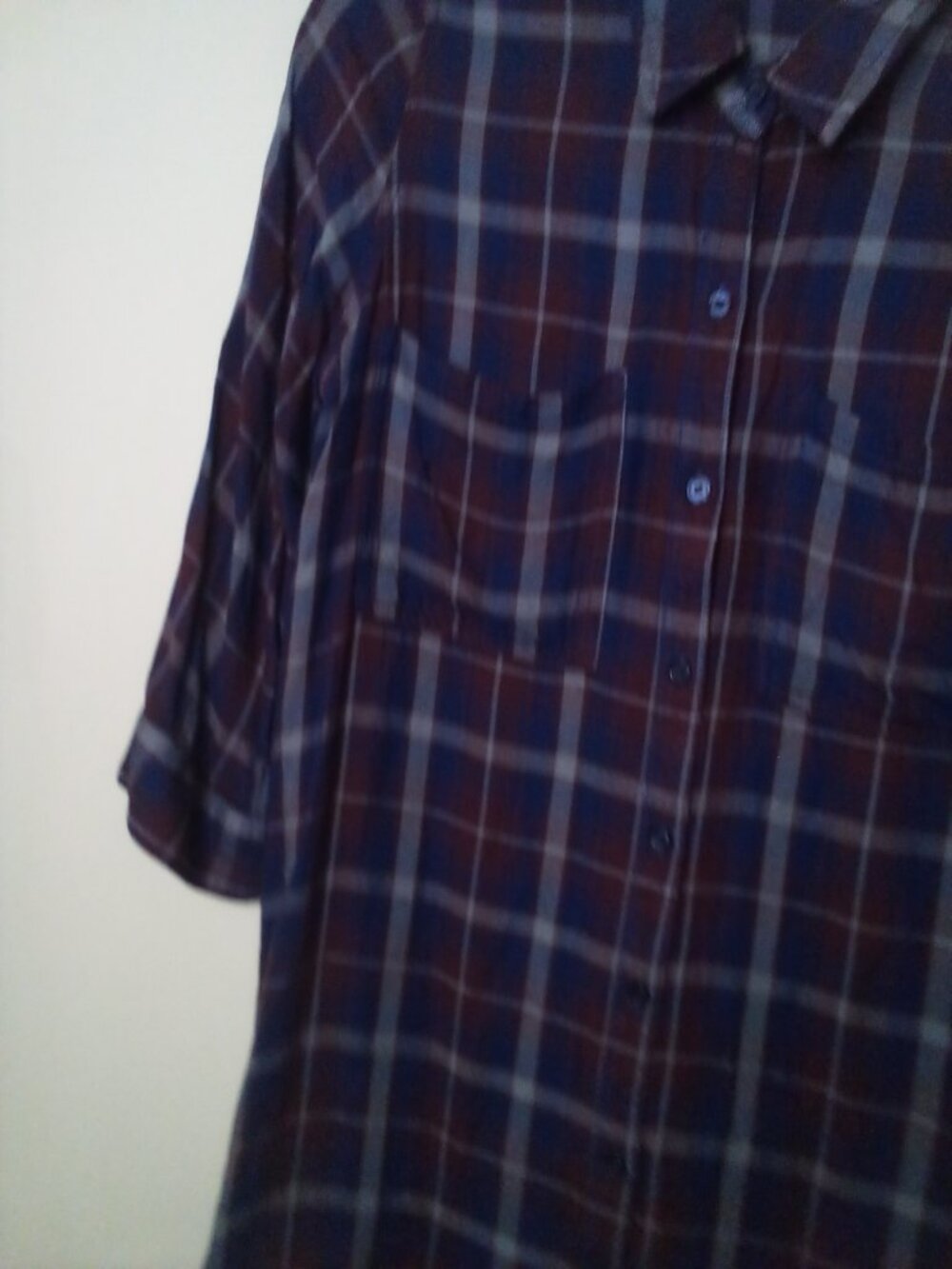 Khakis & Co Women S Button Up 3/4 Sleeve Pockets Plaid Red Blue - Picture 5 of 15